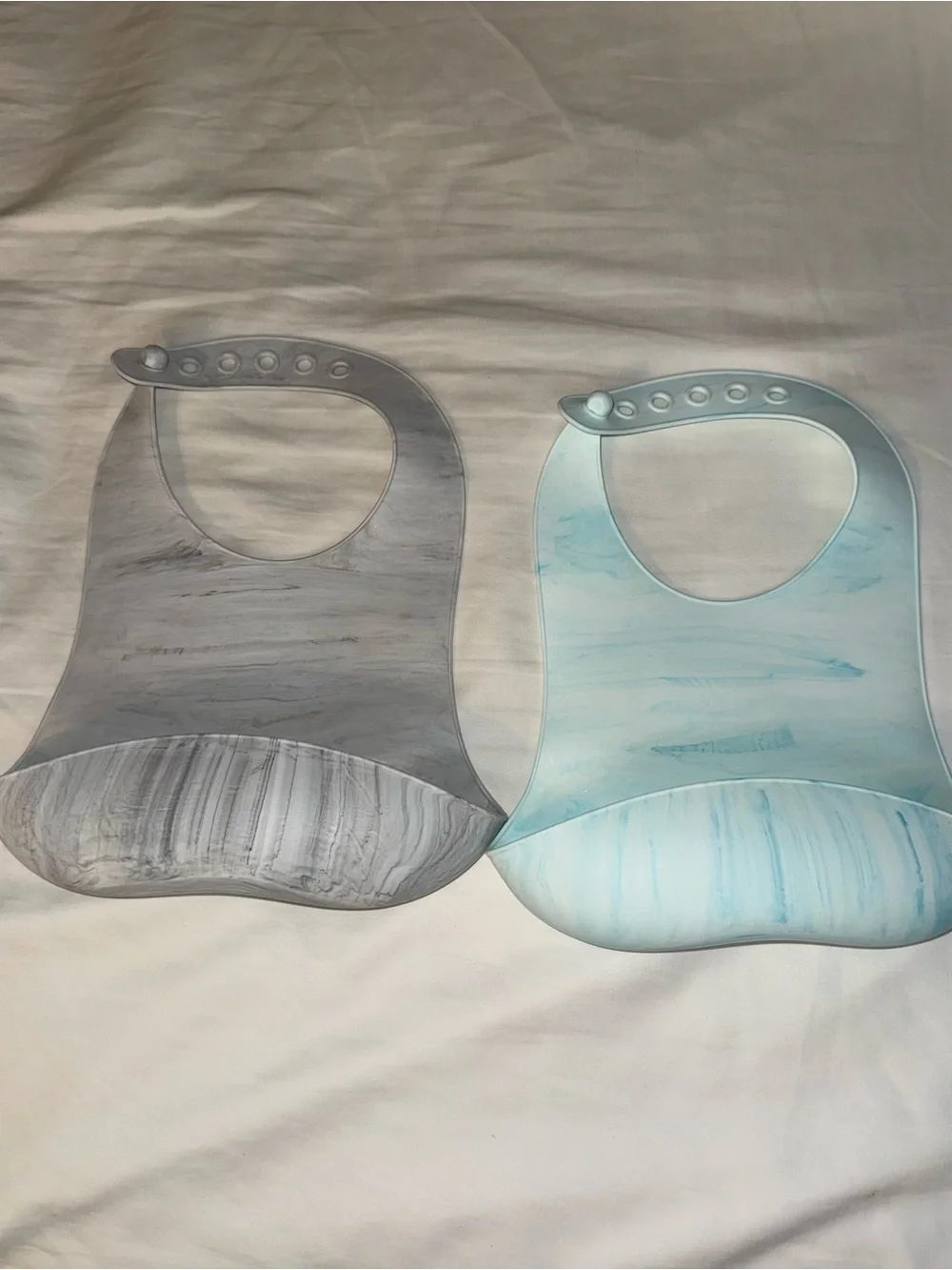 Silicone Baby Bibs - Gray & Light Blue Duo